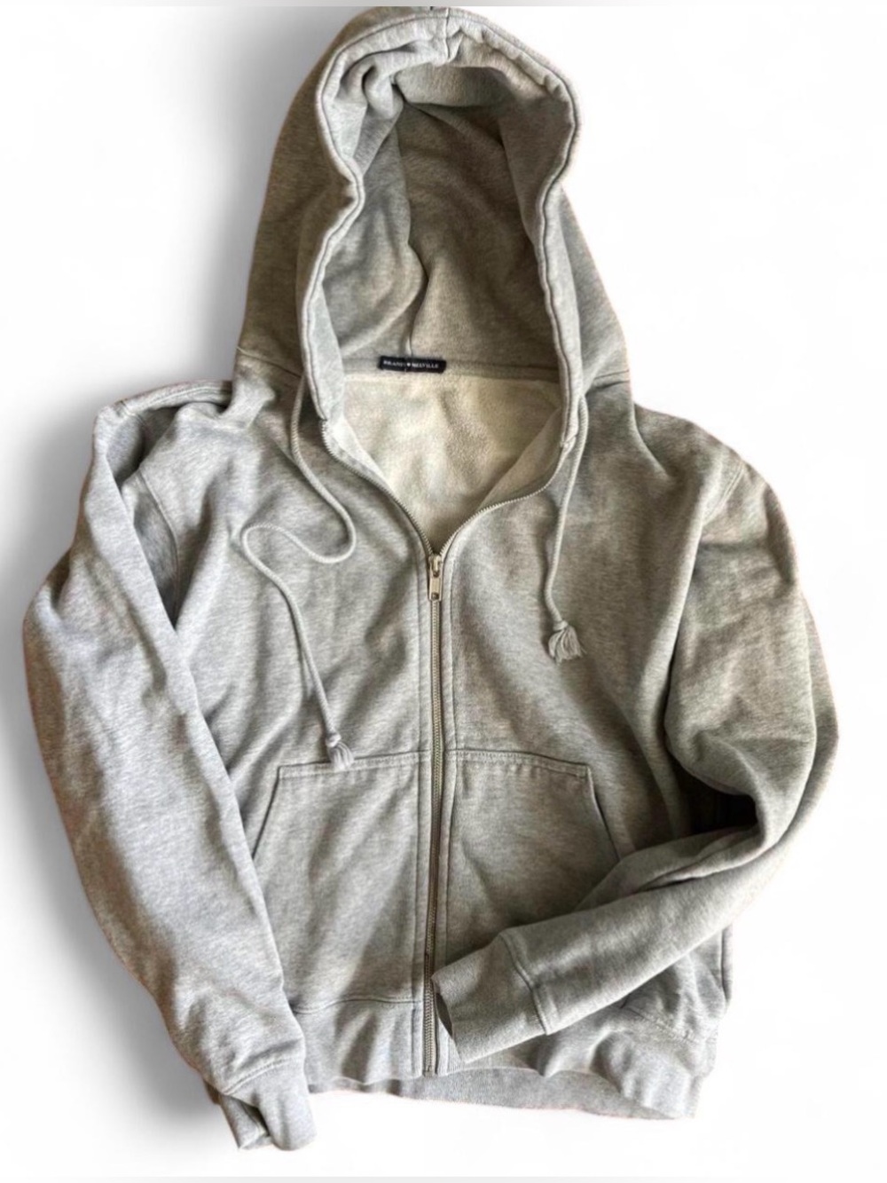 Brandy Melville Light Gray Zip-Up Hoodie